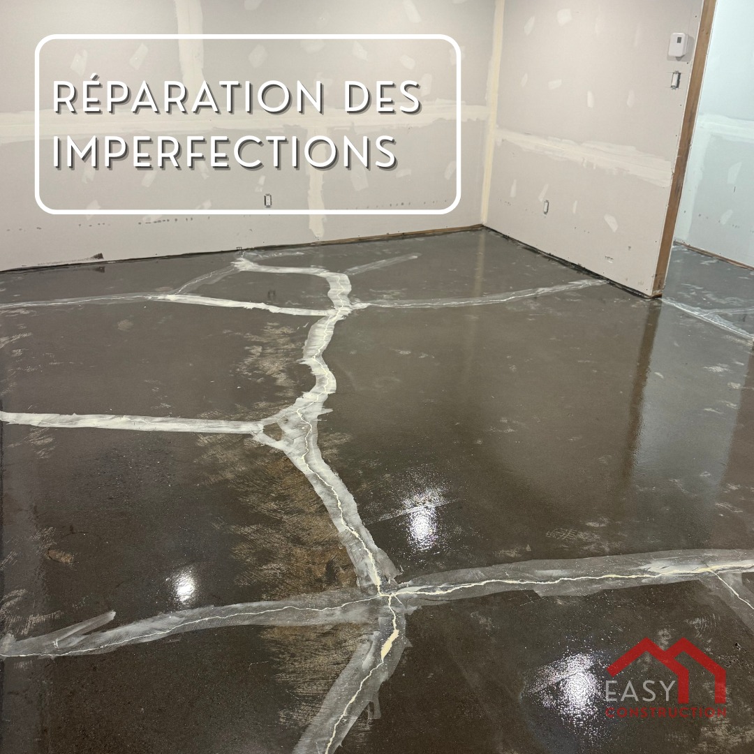 Réparation des imperfections du béton avant application époxy