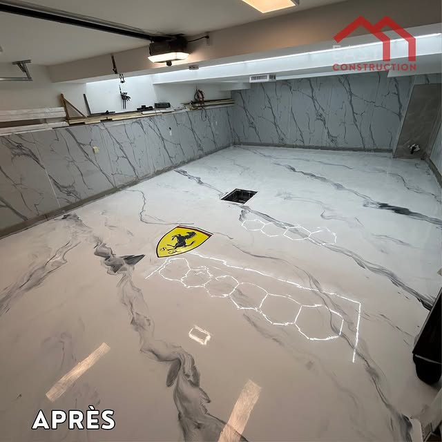 Projet Revêtement époxy à Garage avec rebord scellé · Repentigny