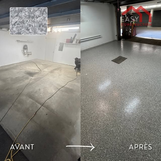 Projet Revêtement époxy à Garage avec lignes nettes · Châteauguay